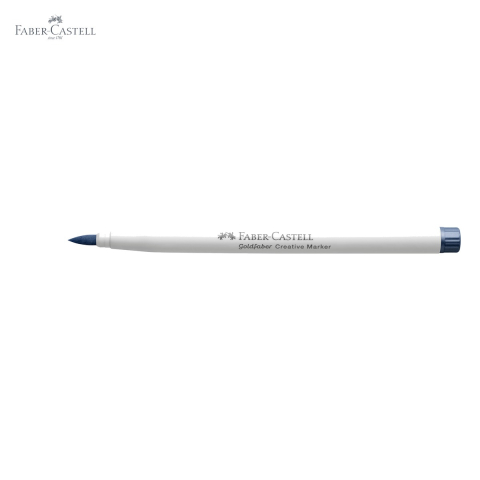 Marker creativ Faber-Castell Goldfaber, varf pensula, albastru marin metalizat 553, pentru suprafete multiple [4]