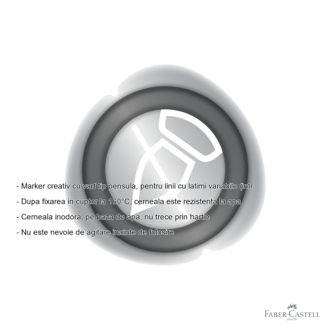 Marker creativ Faber-Castell Goldfaber varf pensula argintiu, cerneala pe baza de apa, pentru hartie carton sticla plastic metal piatra [1]