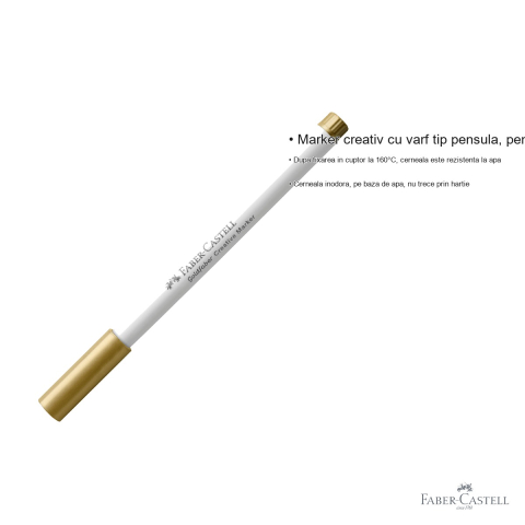 Marker creativ Faber-Castell Goldfaber, varf pensula auriu, pentru hartie, carton, sticla si metal [2]