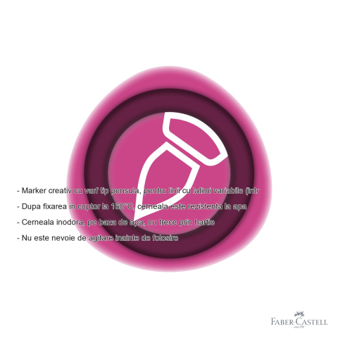 Marker creativ Faber-Castell Goldfaber varf pensula, magenta 553, linii variabile 1-5 mm, multi-suprafata [1]