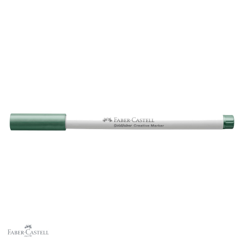 Marker creativ Faber-Castell Goldfaber, varf rotund 1.5 mm, verde metalizat, pentru hartie, sticla si plastic [3]