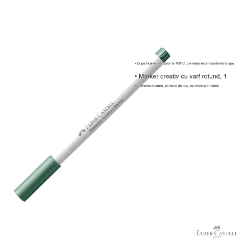 Marker creativ Faber-Castell Goldfaber, varf rotund 1.5 mm, verde metalizat, pentru hartie, sticla si plastic [2]