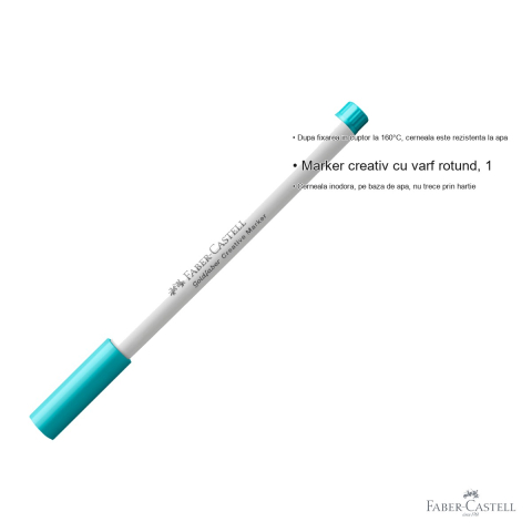 Marker creativ Faber-Castell Goldfaber, varf rotund 1.5mm, albastru caraibe, pentru hartie, sticla, plastic si metal [2]