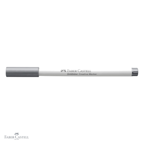 Marker creativ Faber-Castell Goldfaber, varf rotund 1.5mm, cerneala metalica gri asfalt, pentru hartie, sticla, plastic si metal [3]