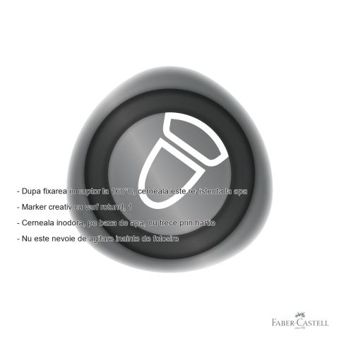 Marker creativ Faber-Castell Goldfaber, varf rotund 1.5mm, cerneala metalica gri asfalt, pentru hartie, sticla, plastic si metal [1]
