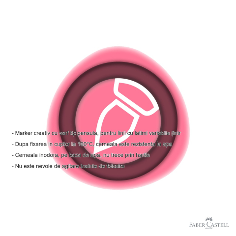 Marker creativ Faber-Castell Goldfaber, varf tip pensula, roz candy 528, pentru suprafete multiple [1]