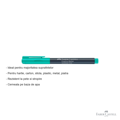 Marker creativ Faber-Castell turcoaz Caraibe, varf 1.5 mm, pentru hartie, sticla, plastic si metal [1]