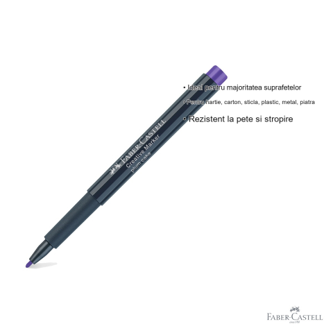 Marker creativ Faber-Castell violet plum, varf 1.5 mm, pentru hartie, sticla, plastic si metal [2]