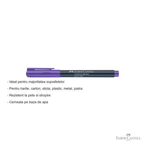 Marker creativ Faber-Castell violet plum, varf 1.5 mm, pentru hartie, sticla, plastic si metal [1]