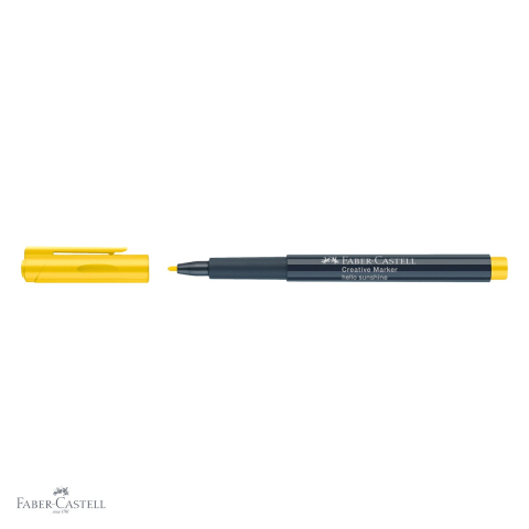 Marker creativ galben Faber-Castell, varf 1.5 mm, pentru hartie, sticla, plastic si metal [3]