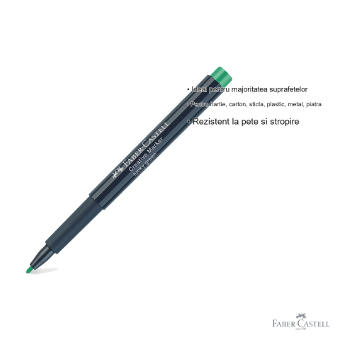 Marker creativ verde Faber-Castell Lucky, varf 1.5 mm, pentru hartie, sticla, plastic si metal [2]