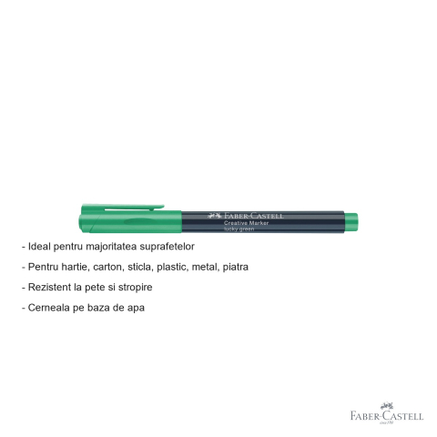 Marker creativ verde Faber-Castell Lucky, varf 1.5 mm, pentru hartie, sticla, plastic si metal [1]
