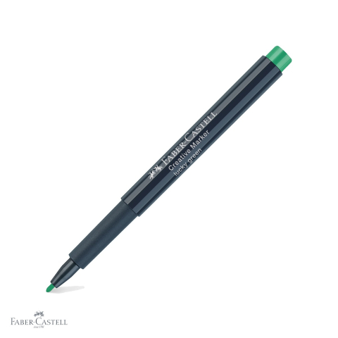 Birotica papetarie - Marker creativ verde Faber-Castell Lucky, varf 1.5 mm, pentru hartie, sticla, plastic si metal