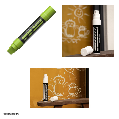 Marker cu creta lichida Centropen 9120 Jumbo, varf 2-15 mm, culoare alba [3]