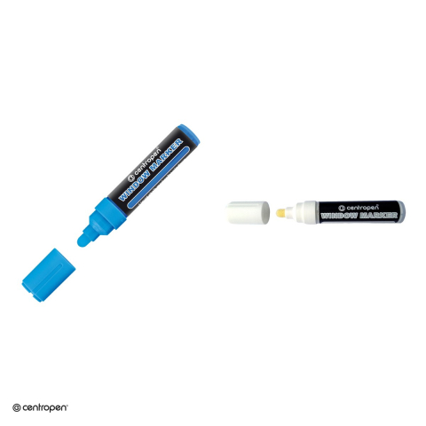 Marker cu creta lichida Centropen 9121, varf rotund 2-15 mm, culoare alba [3]
