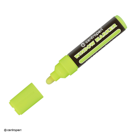 Markere speciale pentru desen si arta - Marker cu creta lichida Centropen 9121, varf rotund 2-15 mm, culoare galben neon