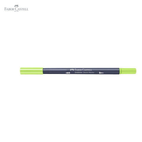 Marker cu doua capete Faber-Castell Goldfaber, cerneala alcool, galben lime 207, pensula flexibila si fineliner, pentru desen artistic [4]