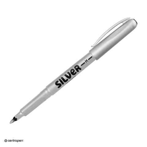 Markere speciale pentru desen si arta - Marker cu efect metalic Centropen 2670, varf rotund 1 mm, culoare argintie