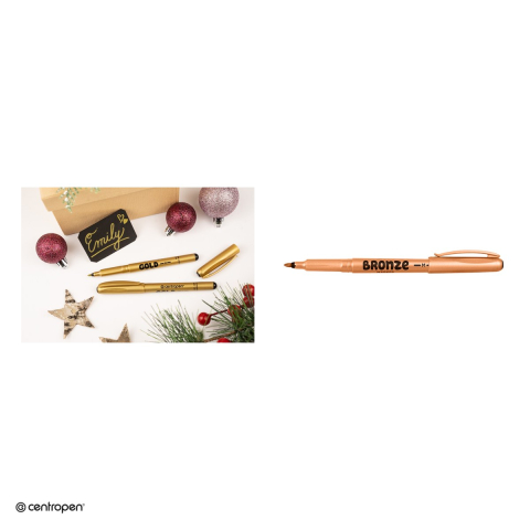 Marker cu efect metalic Centropen 2670, varf rotund 1 mm, culoare bronz [4]