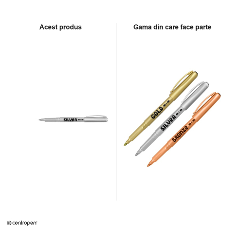 Marker cu efect metalic Centropen 2690, varf rotund 1.5-3 mm, culoare argintie [4]