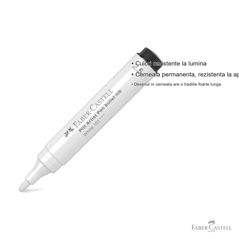 Marker cu pensula Faber-Castell Pitt Artist Pen Big Brush, cerneala pigmentata alba, pentru schite si ilustratii [2]
