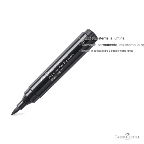 Marker cu pensula Faber-Castell Pitt Artist Pen Big Brush, varf flexibil, cerneala pigmentata negru, pentru schite si ilustratii [2]