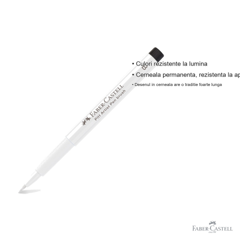 Marker cu pensula Faber-Castell Pitt Artist Pen, cerneala alba pigmentata, pentru schite si ilustratii [2]