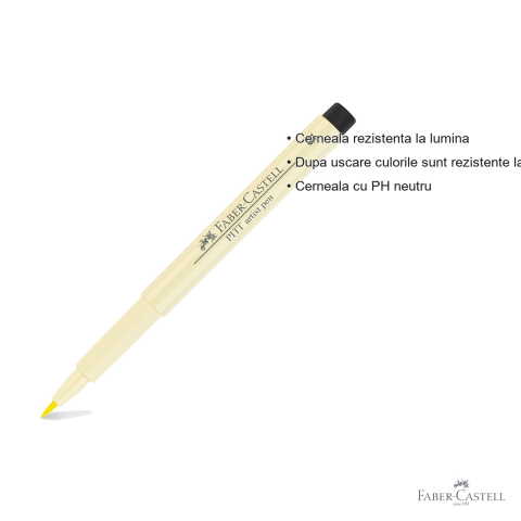 Marker cu varf pensula Faber-Castell Pitt Artist Pen, cerneala rezistenta la apa, culoare ivory, pentru artisti si designeri [2]