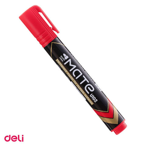 Marker permanent - Marker cu varf rotund de 1.5 mm, Deli, permanent, mate, scris rosu