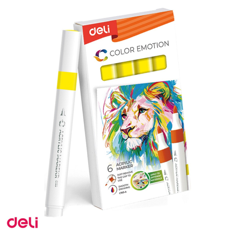 Handmade Creativ si Hobby - Marker cu varf rotund, Deli, acrilic color emotion, scris galben