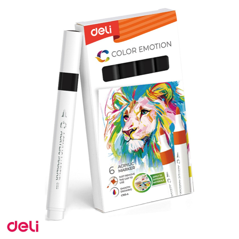 Handmade Creativ si Hobby - Marker cu varf rotund, Deli, acrilic color emotion, scris negru