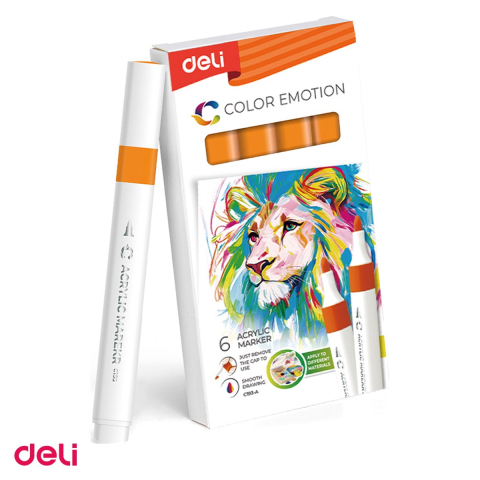 Marker cu varf rotund, Deli, acrilic color emotion, scris portocaliu [0]