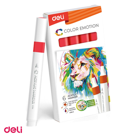 Handmade Creativ si Hobby - Marker cu varf rotund, Deli, acrilic color emotion, scris rosu