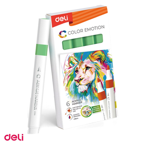 Handmade Creativ si Hobby - Marker cu varf rotund, Deli, acrilic deschis color emotion, scris verde