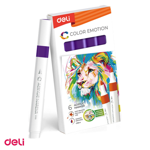 Handmade Creativ si Hobby - Marker cu varf rotund, Deli, acrilic inchis color emotion, scris violet