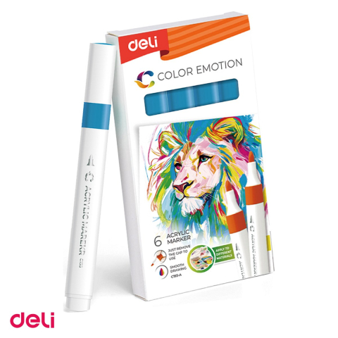 Handmade Creativ si Hobby - Marker cu varf rotund, Deli, acrilic regal color emotion, scris albastru