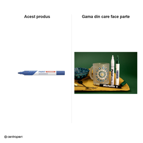 Marker cu vopsea Centropen 9100, varf 1-5 mm, vopsea albastra [4]