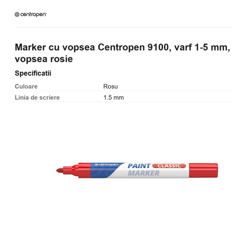 Marker cu vopsea Centropen 9100, varf 1-5 mm, vopsea rosie [2]