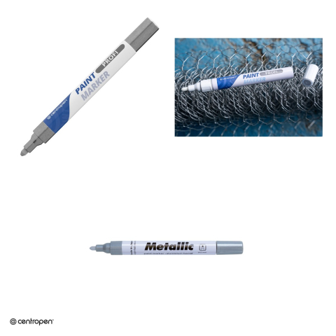 Marker cu vopsea Centropen 9210, varf 2.5 mm, vopsea argintie [3]