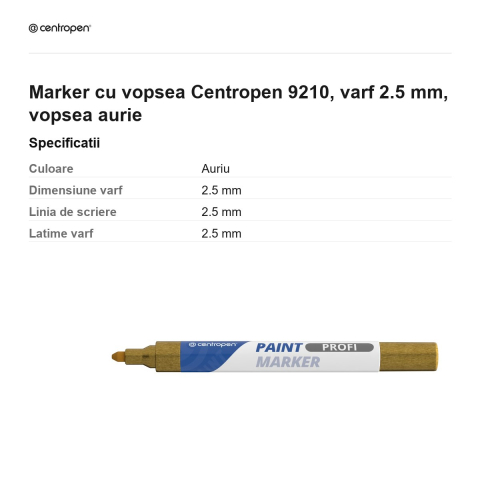Marker cu vopsea Centropen 9210, varf 2.5 mm, vopsea aurie [2]