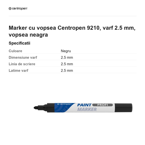 Marker cu vopsea Centropen 9210, varf 2.5 mm, vopsea neagra [2]