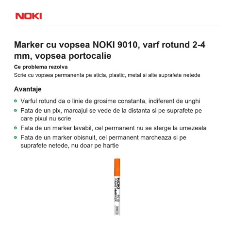 Marker cu vopsea NOKI 9010, varf rotund 2-4 mm, vopsea portocalie [1]