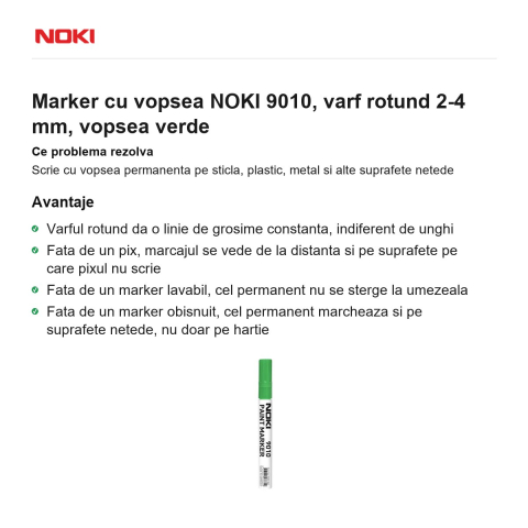 Marker cu vopsea NOKI 9010, varf rotund 2-4 mm, vopsea verde [1]