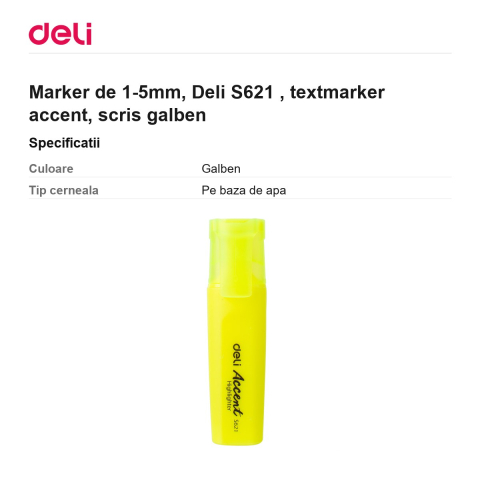 Marker de 1-5mm, Deli S621 , textmarker accent, scris galben [2]
