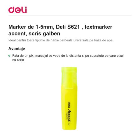 Marker de 1-5mm, Deli S621 , textmarker accent, scris galben [1]