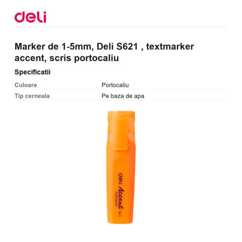 Marker de 1-5mm, Deli S621 , textmarker accent, scris portocaliu [2]