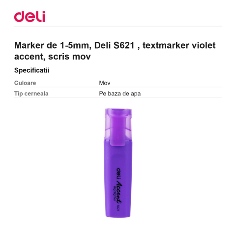 Marker de 1-5mm, Deli S621 , textmarker violet accent, scris mov [2]