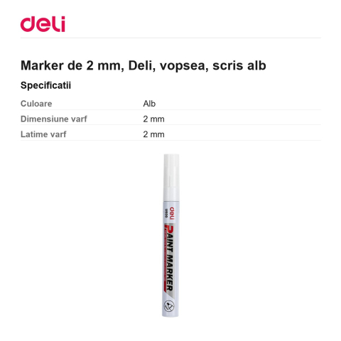 Marker de 2 mm, Deli, vopsea, scris alb [2]