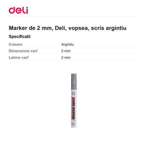 Marker de 2 mm, Deli, vopsea, scris argintiu [2]
