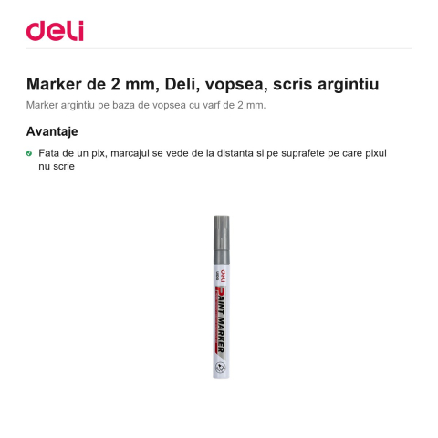 Marker de 2 mm, Deli, vopsea, scris argintiu [1]